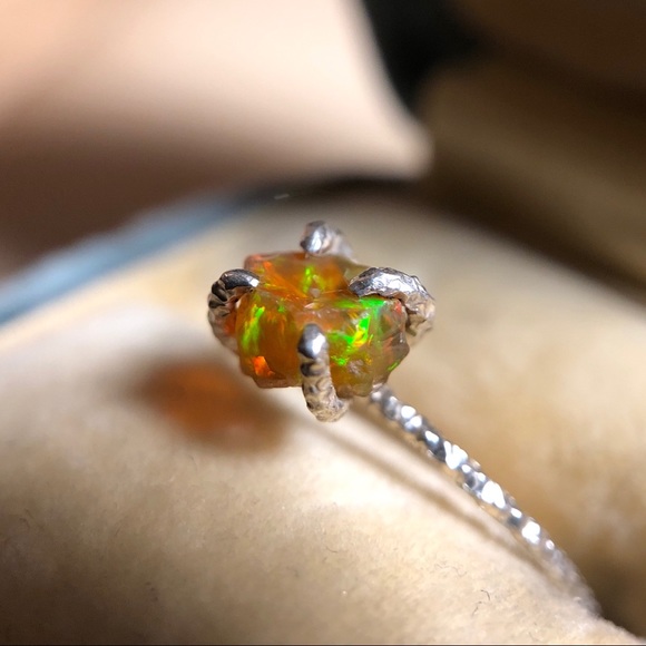 Handmade Sterling Silver Raw Opal Ring - Picture 1 of 3